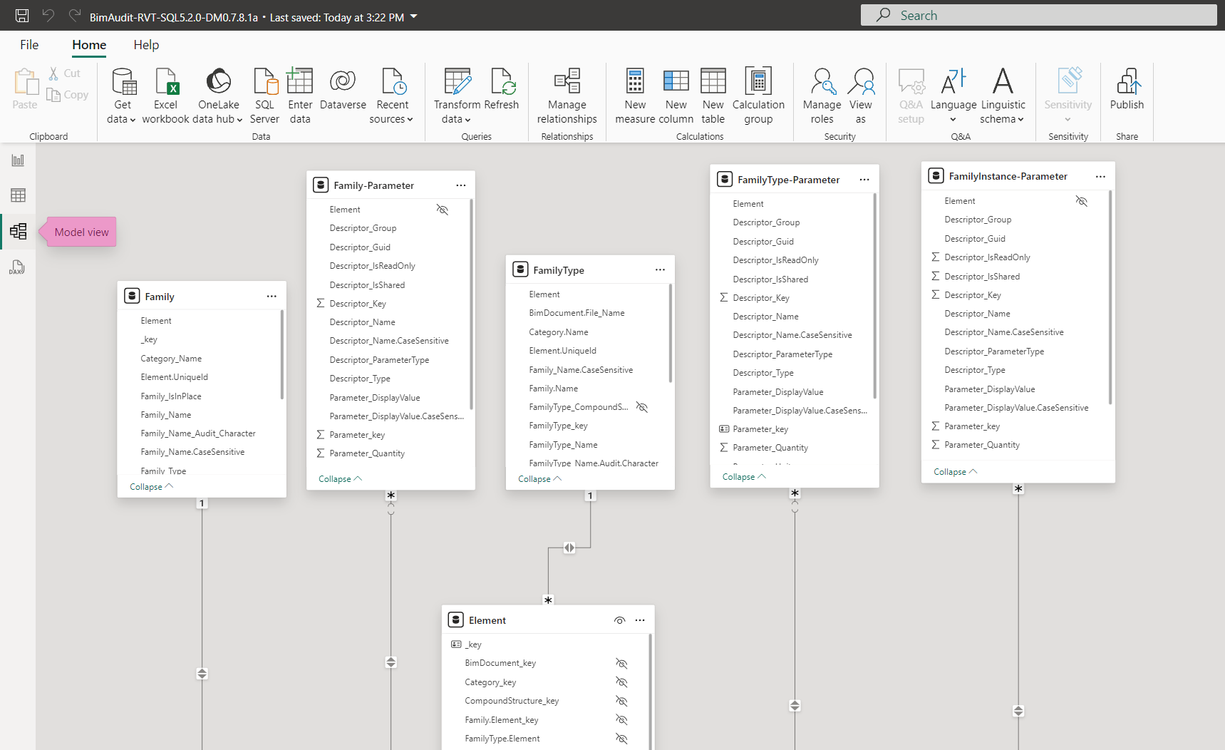 Power BI Model view