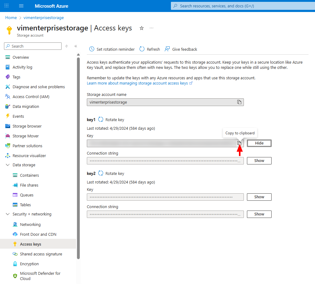 Azure Blob Storage Access Key